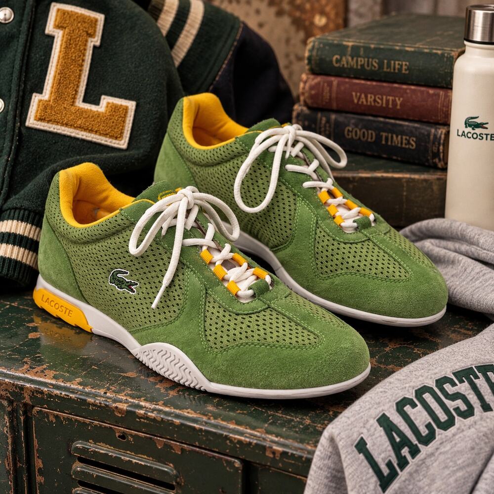 Lacoste Stratos 2 96V Men’s 9 Green Suede Mesh Sneakers Retro Y2K Trainers